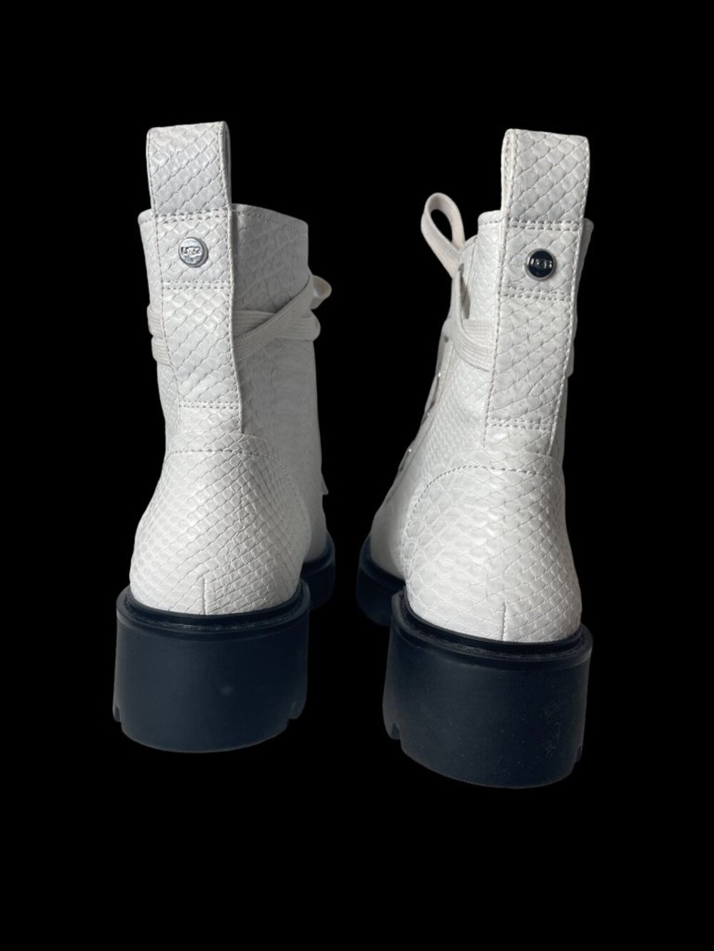 UGG Darren Combat Boots Snake Embossed White Women's US 7W - SAMPLE BOOTS - Picture 7 of 10